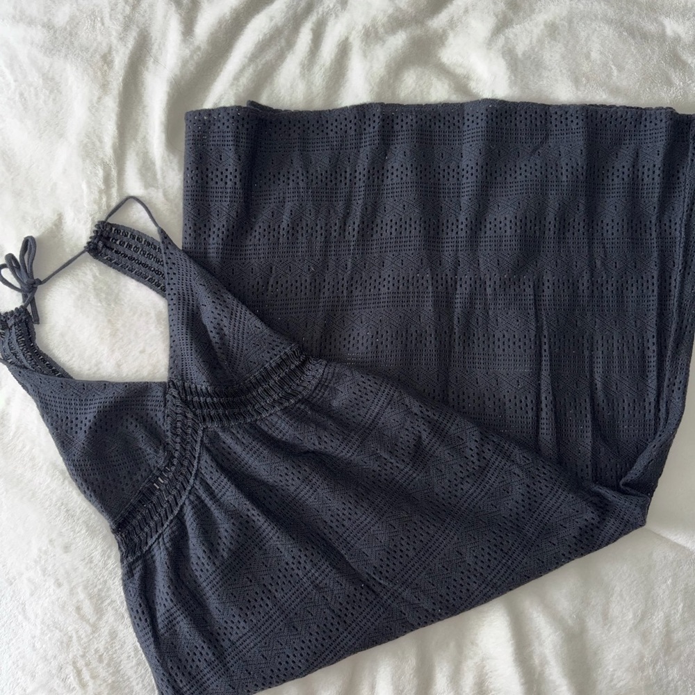 Women’s Maxi Dress - Black Eyelet Halter
